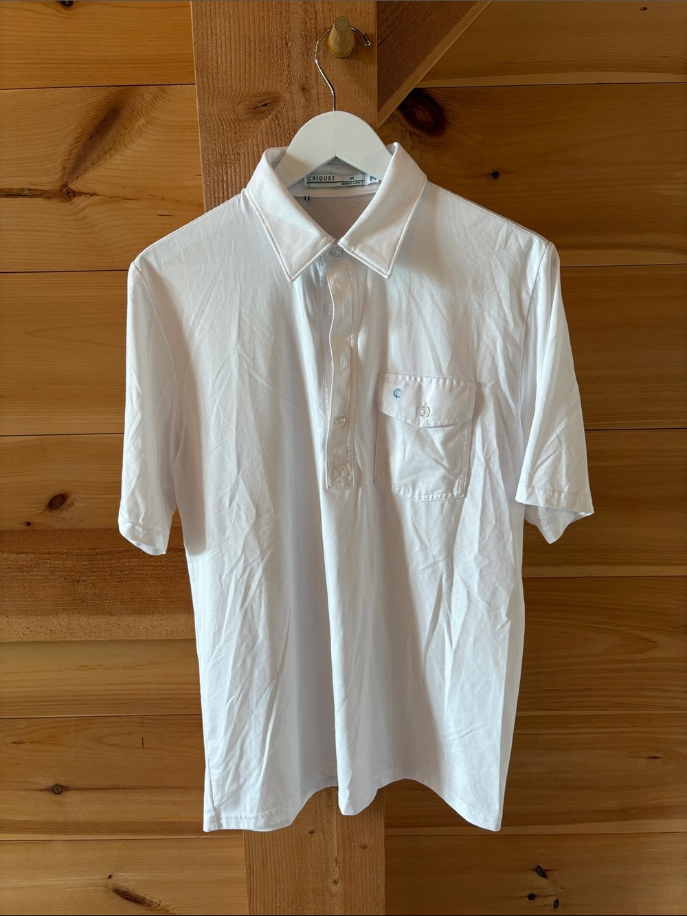 Criquet White Short-Sleeve Polo with Chest Pocket